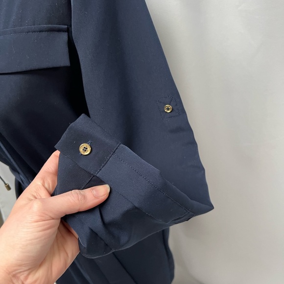 Calvin Klein Navy Blue Lace-Up Belted Shirt Dress Size 8 - Picture 5 of 12